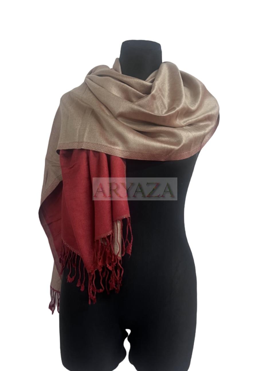 Hodvábny šál červeno-krémový